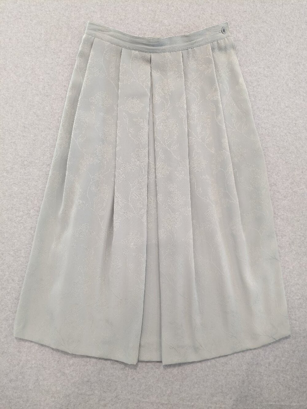 Vintage 90s Koret Pleated Midi Skirt Floral Satin Brocade Blue Pastel Fairy